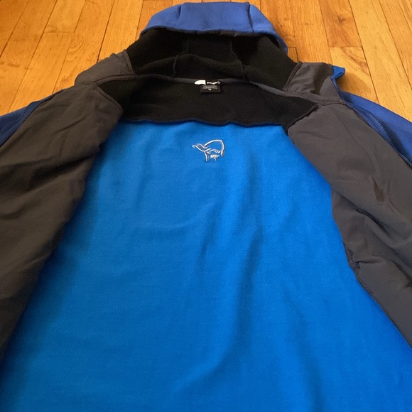 Norrona Trollveggan Power Stretch Pro Zip Hood Jacket Size L Two Tone Blue EUC - Picture 8 of 14
